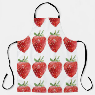 Delantal Patrón de acuarela sin mar con fresas