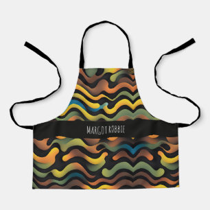 Delantal Patrón de acuarela verde amarillo de camuflaje