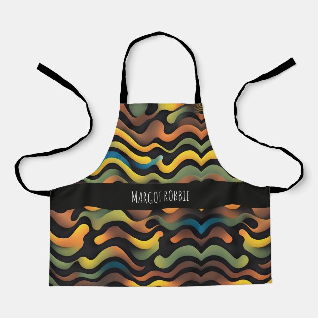 Delantal Patrón de acuarela verde amarillo de camuflaje (Anverso)