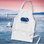 Delantal Patrón de adormidera de ballena azul náutico perso<br><div class="desc">Este diseño náutico de ballena azul prepático presenta su texto o monograma y un fondo con su color personalizado. Un lindo, luminoso, colorido y clásico patrón de ballena que es perfecto para un día en la playa, cabaña junto al océano o ropa náutica, regalos o habitación para niños. Personalice con...</div>