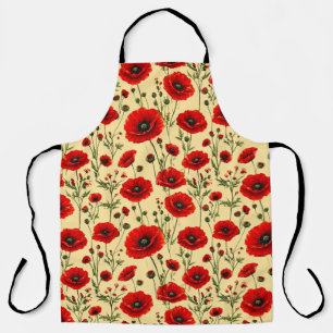 Delantal Patrón de amapolas rojas