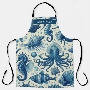 Delantal Patrón de animales de marina de época