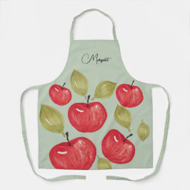 Delantal Patrón de Apple Watercolor Papel pintado a mano