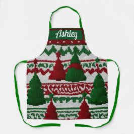 Delantal Patrón de árbol de Navidad de punto personalizado