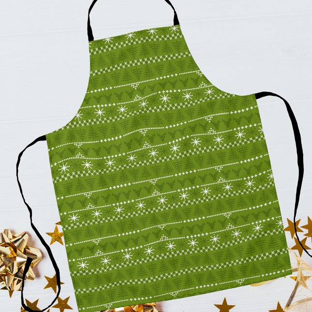 Delantal Patrón de árboles y estrellas nórdicos (A unisex holiday apron for your favorite bakers.)
