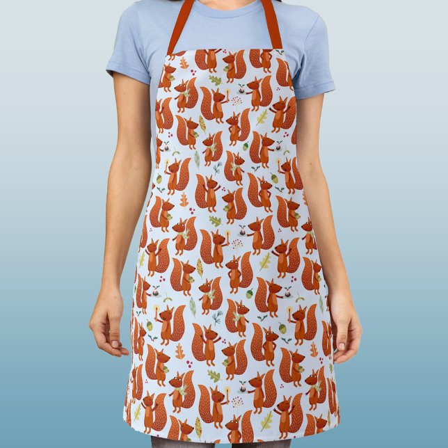 Delantal Patrón de ardilla divertida (Fun squirrel pattern apron for wildlife lovers)