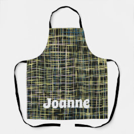 Delantal Patrón de arte de líneas de cuadrícula amarillas