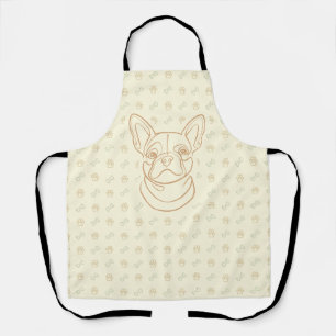 Delantal Patrón de Arte Decorativo de Línea de Bulldog Fran