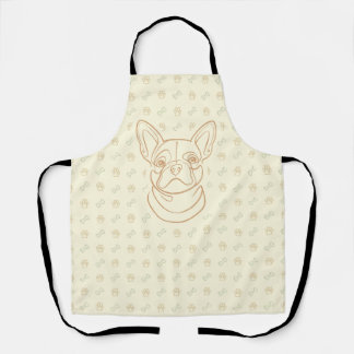 Delantal Patrón de Arte Decorativo de Línea de Bulldog Fran