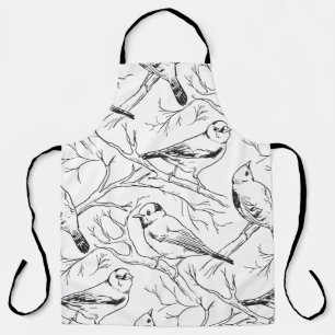 Delantal Patrón de arte lineal de aves norteamericanas mini