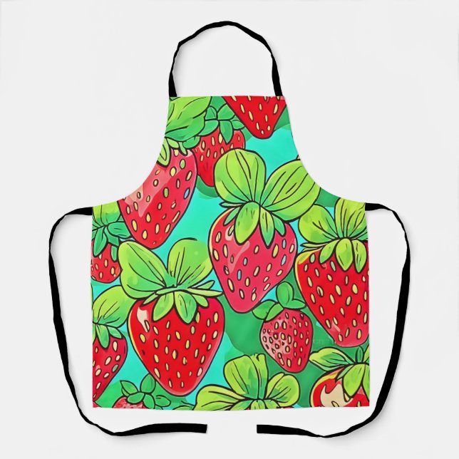 Delantal Patrón de arte pop de fresa (Anverso)