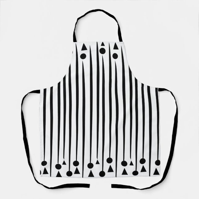 Delantal Patrón de bandas triangulares de círculo negro y b (Anverso)