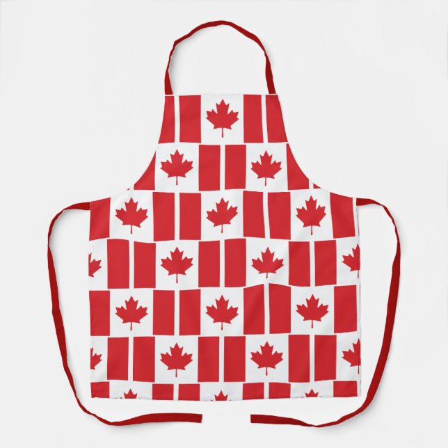 Delantal Patrón de bandera canadiense de hoja de arce roja (Anverso)