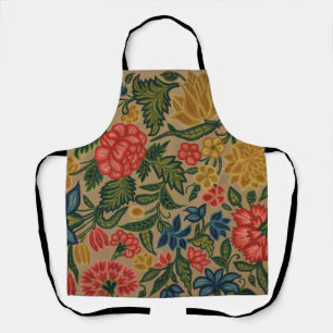 Delantal Patrón de bordado floral vintage de crewel