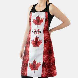 Delantal Patrón de brillantes rojos de la bandera de Canadá
