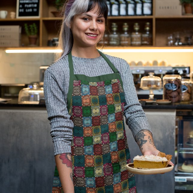 Delantal Patrón de búho multicolor (multicolor owl pattern apron)