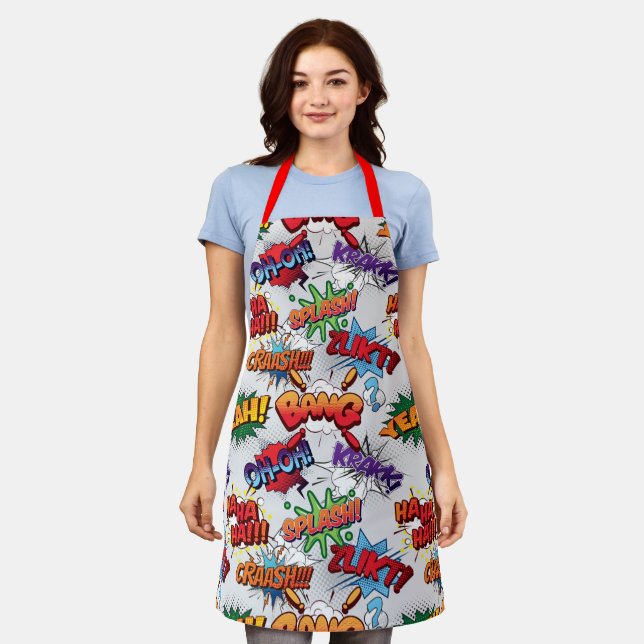 Delantal Patrón de burbuja de superhéroes (Gastado)