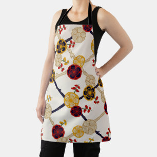 Delantal Patrón de caída de ciruelas, diseño japonés