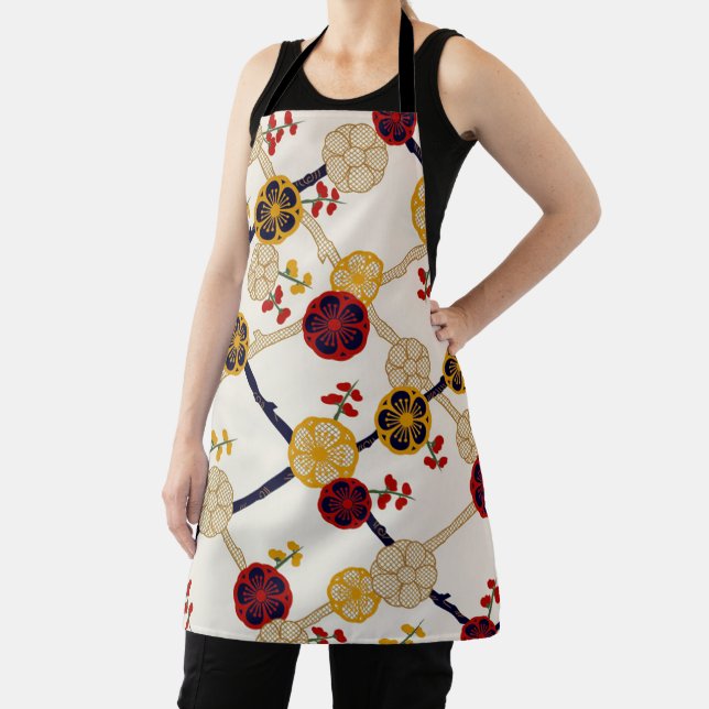 Delantal Patrón de caída de ciruelas, diseño japonés (in situ)