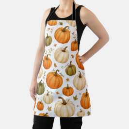 Delantal Patrón de calabaza acuarela Calabazas de otoño 
