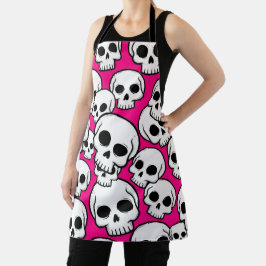 Delantal Patrón de calavera rosa