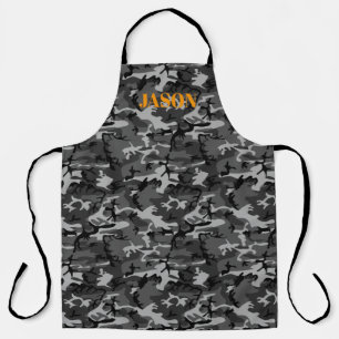 Delantal Patrón de camuflaje gris negro personalizado