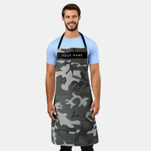Delantal Patrón de camuflaje gris, tu nombre, Personaliza