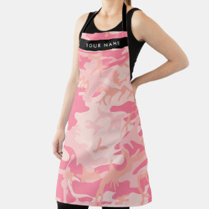Delantal Patrón de camuflaje rosado, nombre, personalizació