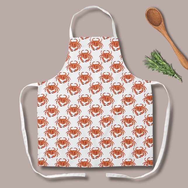Delantal Patrón de cangrejo junto al mar (Brown crab crustacean patterned apron. Matching products available.)