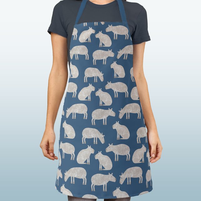 Delantal Patrón de capibara divertido (Fun capybara pattern apron for wildlife and animal lovers)