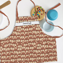 Delantal Patrón de cara de oso corto monogramado