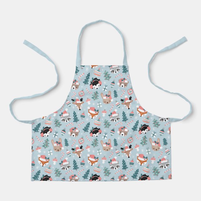 Delantal Patrón de caras animales de los Navidades de Woodl (Anverso)