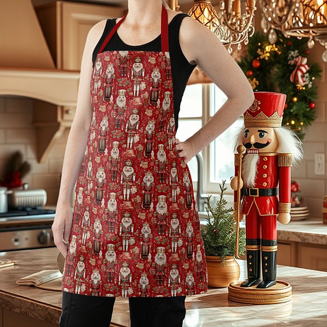 Delantal Patrón de cascanueces rojos Navidad (Subido por el creador)
