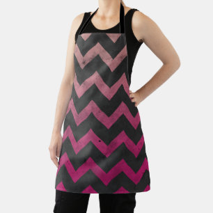 Delantal Patrón de chevron de magenta rosa rojo ombre gris 