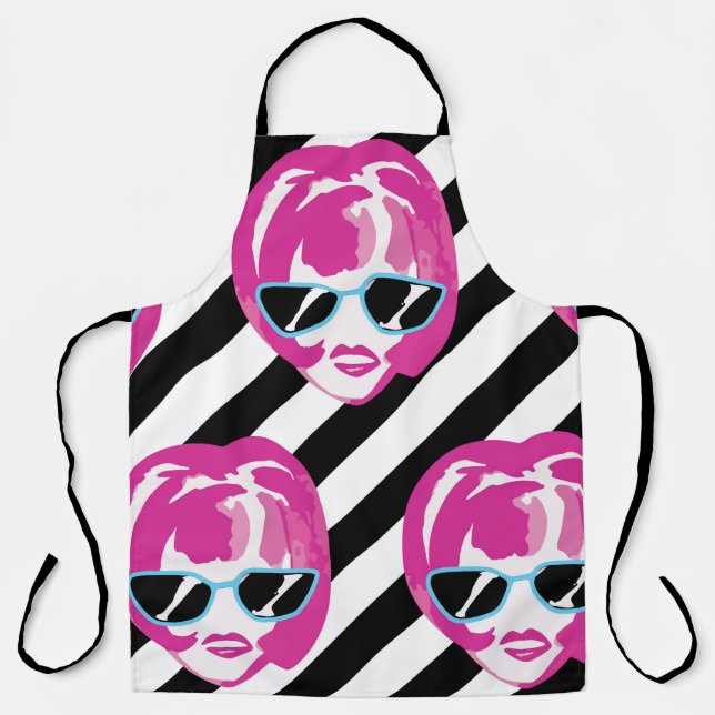 Delantal Patrón de Chicas de moda acuarela (Anverso)