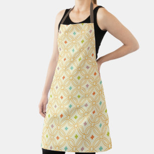 Delantal Patrón de Círculo de Interbloqueo Geométrico Retro