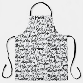 Delantal Patrón de ciudades famosas del mundo escrito a man