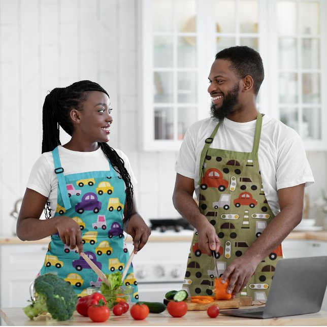 Delantal Patrón de coches de Naranja de luces de tráfico (toy car apron)