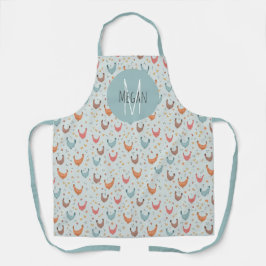 Delantal Patrón de cocina de la granja de pollo con monogra