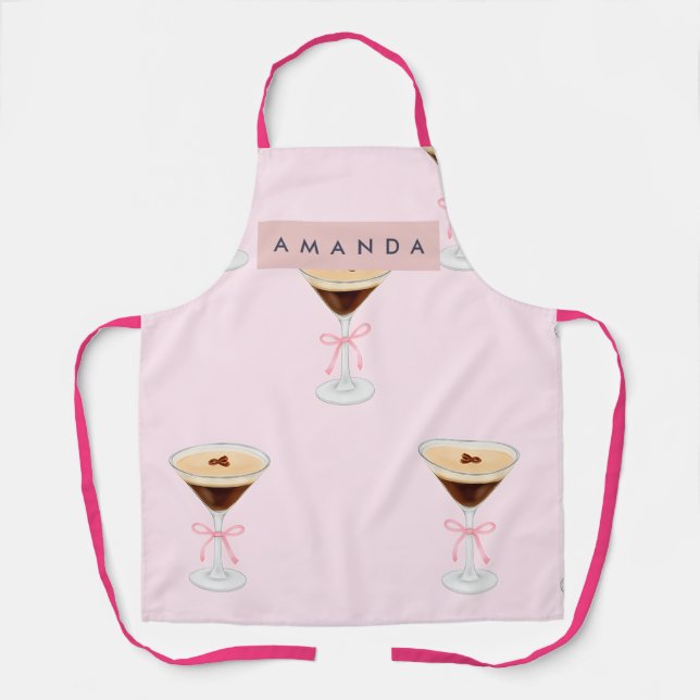 Delantal Patrón de Cóctel de Espresso Chic Personalizado (Anverso)