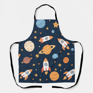 Delantal Patrón de cohetes y planetas del espacio lindo
