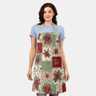 Delantal Patrón de colcha floral de Navidad inspirado en vi