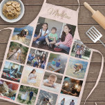 Delantal Patrón de Collage de fotos monogramado Rubor Oro r<br><div class="desc">Celebra las simples alegrías de la familia y amigos con un elegante delantal de fotos personalizados. Si prefiere un fondo o texto en colores distintos del rosa y el oro, consulte las instrucciones que aparecen a continuación. (IMAGEN PLACEMENT TIP: Una manera fácil de centrar una foto exactamente como quieres es...</div>