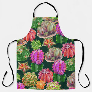 Delantal Patrón de color acuático floral de Cactus sin foco