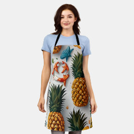 Delantal Patrón de color de agua tropical piña de manzana s