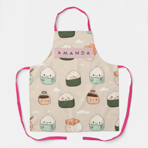 Delantal Patrón de comida japonesa de sushi Kawaii personal