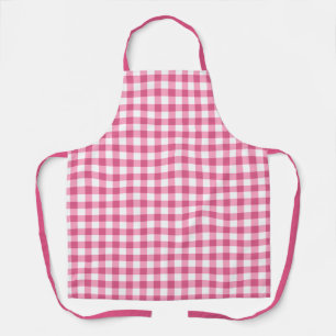 Delantal Patrón De Comprobación De Gingham Blanco Y Rosa Gi