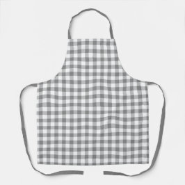Delantal Patrón De Comprobación De Gingham Gris Y Blanco