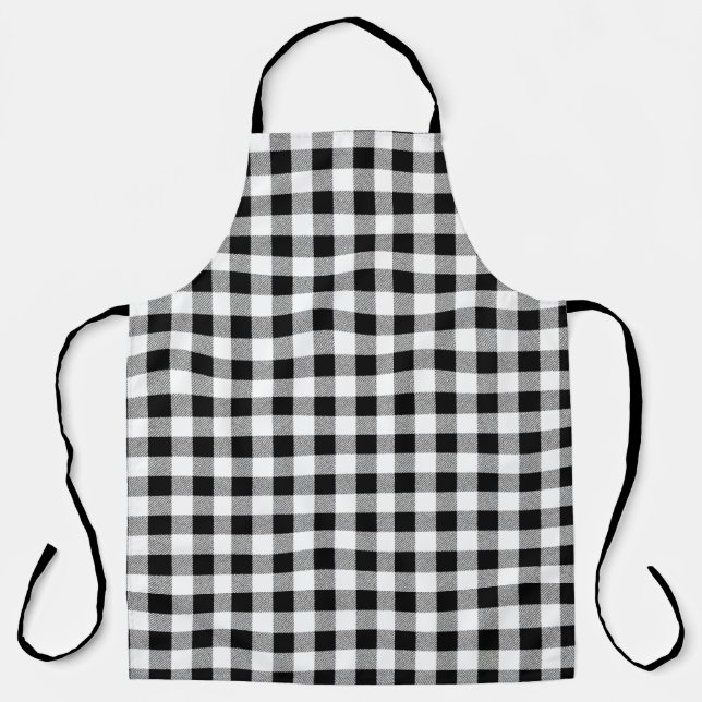 Delantal Patrón de comprobación de Gingham negro (Anverso)