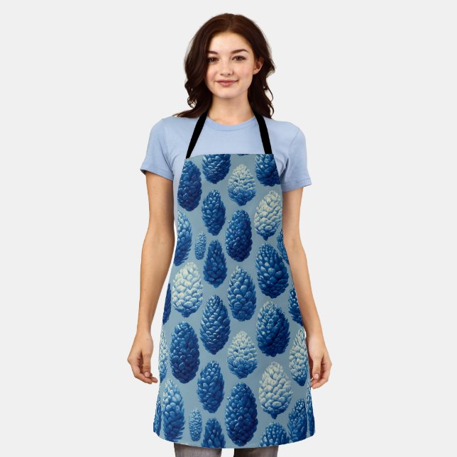 Delantal Patrón de cono de pino azul de invierno (Gastado)